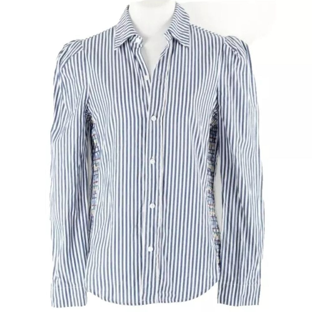 Greyson Blue White Stripe Multi-color Side Smock Long Sleeve Button-Down Shirt